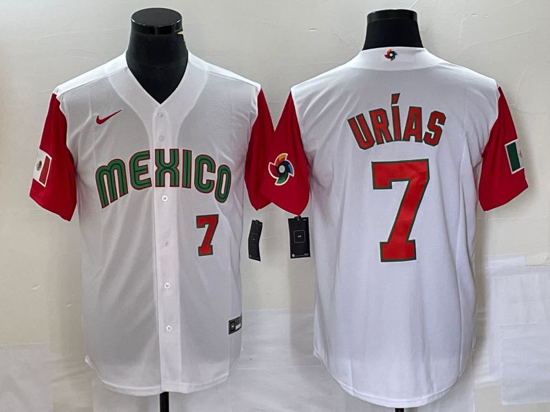 Men 2023 World Cub Mexico #7 Urias White orange Nike MLB Jersey7